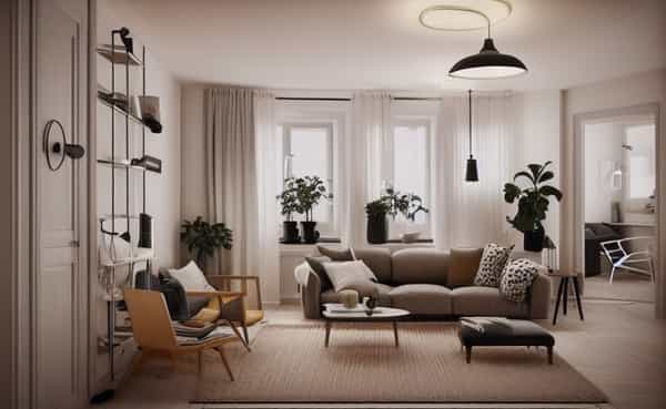 Modern Scandinavian living room render
